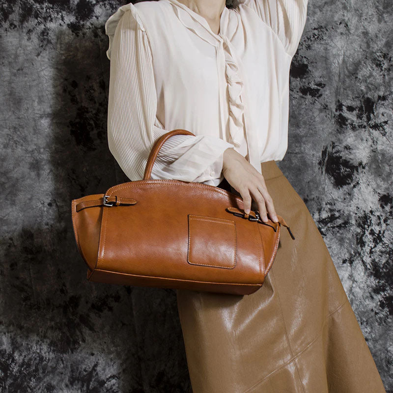 Bolso de mano de piel Boston retro, fotografía adicional 2
