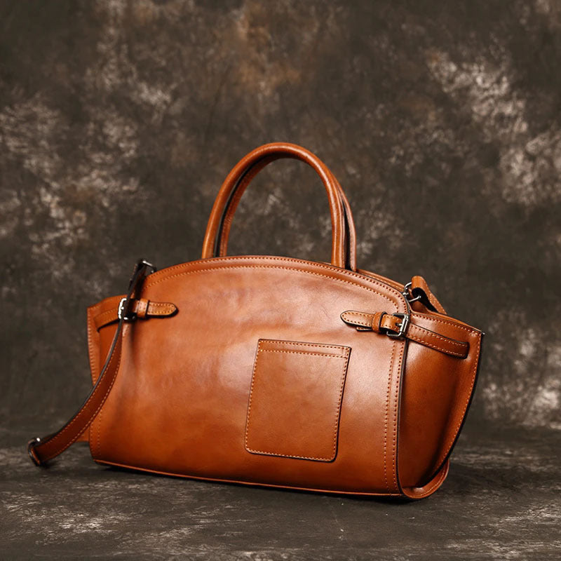 Bolso de mano de piel Boston retro, fotografía adicional 4